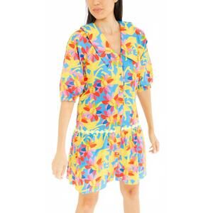 NEW MARIE BY VICTORIA DUNN faye baywatch dress in yellow multi